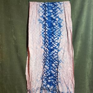 Hand dyed pink and blue shawl